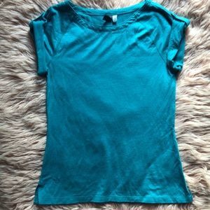 Women's Teal Short Sleeve Crewneck Top